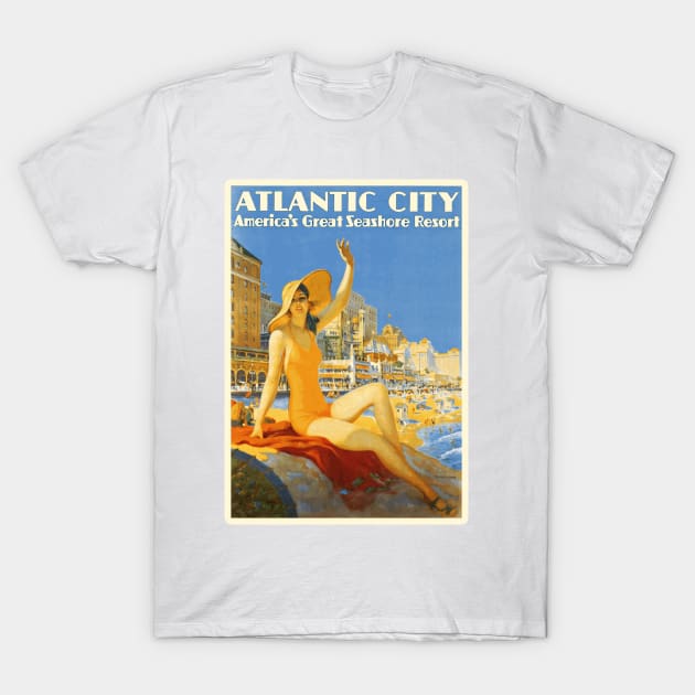 Vintage Atlantic City Travel Poster - Bathing Beauty T-Shirt by Naves